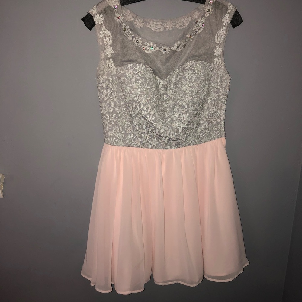 Pink and gray Homecoming dress!